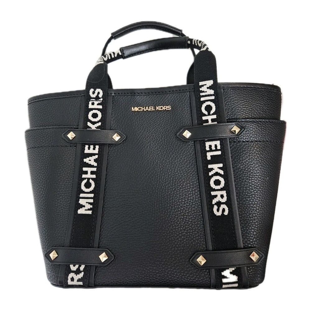 NWT Michael Kors Maeve Dark Academia Black Small Tote Goth Biker Crossbody Purse